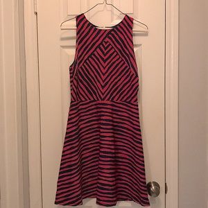 Pink and blue striped dress